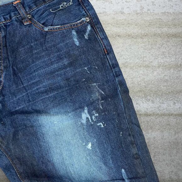 Vintage Y2K Ed Hardy Skater Jeans 34x32 Baggy Wide Leg Dark Wash Denim Rap Style - Picture 6 of 6